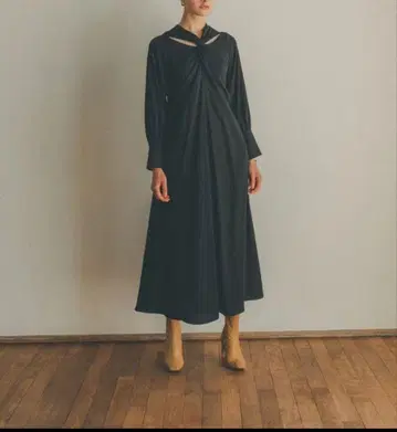 CLANE 블랙 롱 원피스 긴팔