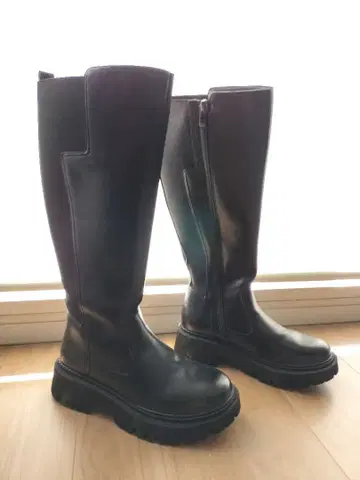 통굽 롱 부츠 블랙