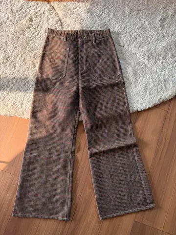 브라운 체크 와이드 팬츠 노브랜드