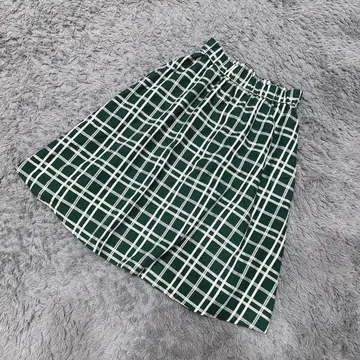 SOUP 수프 무릎 기장 플레어 스커트 체크 무늬 올 패턴 그린 계열 9