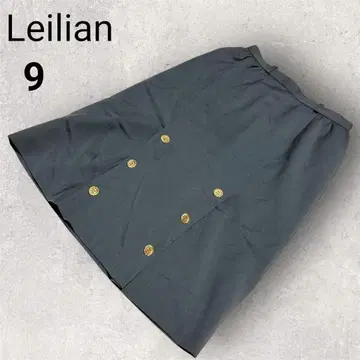 레리안 무릎 기장 스커트 9 카키 골드 버튼 울 100% 이탈리아제 원단