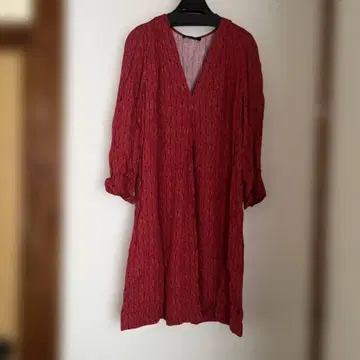 cop.copine 빨간색 V넥 긴팔 원피스