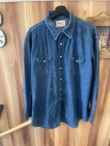 Wrangler 데님 셔츠 18-35 엑스트라 롱 테일 USA XL