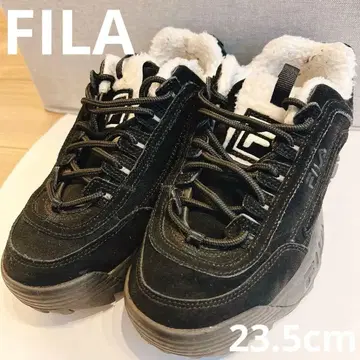 FILA 블랙 스웨이드 통굽 스니커즈 23.5cm
