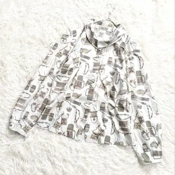 블라우스 셔츠 올 패턴 빈티지 레트로 롤넥 드레이프감 소재 겉옷