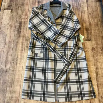 새상품 야마다야 &Noel 체크 무늬 롱 코트