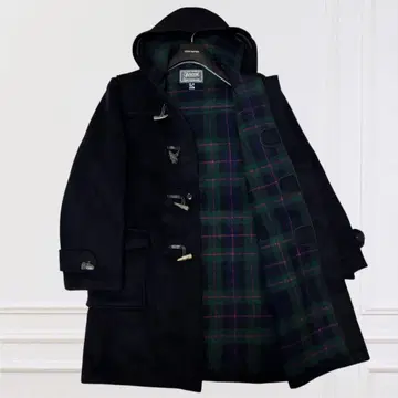 그로버 올 더플 코트 토글 안감 체크 무늬 영국제 네이비