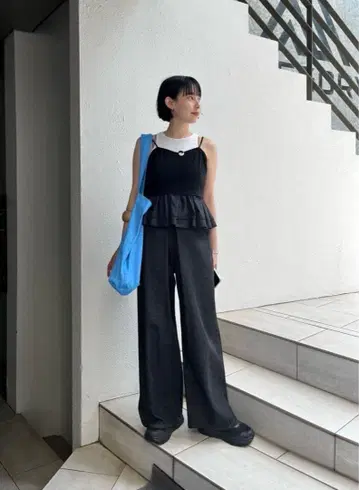 kastane 데님 턱 와이드 팬츠