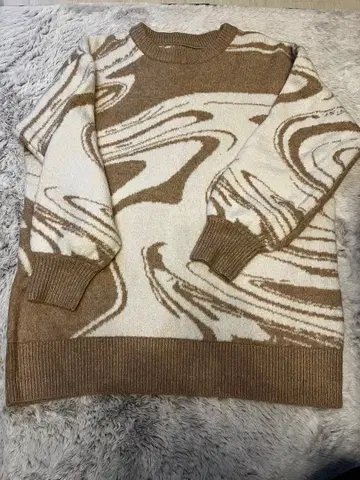 마블 무늬 긴팔 니트 스웨터 M