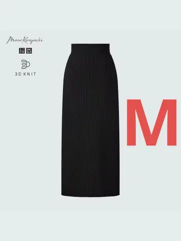 유니클로 3D 리브 백 슬릿 스커트 M 블랙 콜라보