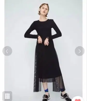 AN3D. 메쉬 아지메 롱 슬리브 원피스