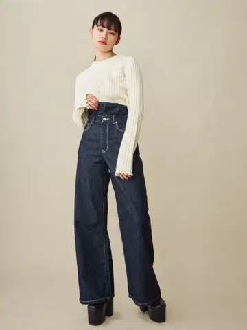 EMODA 하이웨스트 데님 팬츠