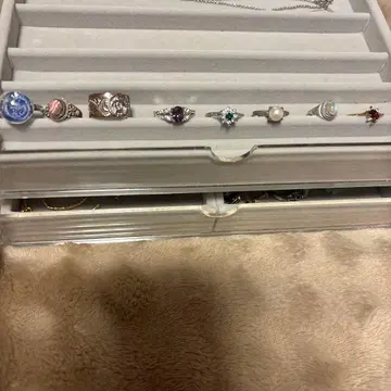 스톤 부착 실버 반지 세트