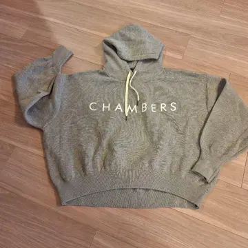 이시카와 라보 CHAMBERS 로고 그레이 크롭 후드티 니트