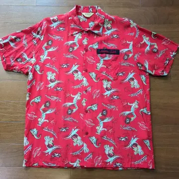 [ AVIREX ] 알로하 셔츠 2XL 빨간색 머메이드 패턴 레이온