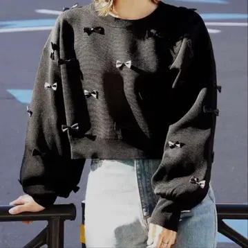 딥탑 리본 포함 니트