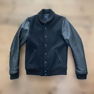 AMERICAN RAG CIE 가죽 바시티 자켓 (블랙)