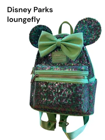 [택 포함] 디즈니 백팩 라운지 플라이 미니 그린 스팽글