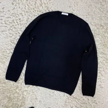 크루치아니 크루넥 니트 스웨터 얇은 소재 울 블랙 50