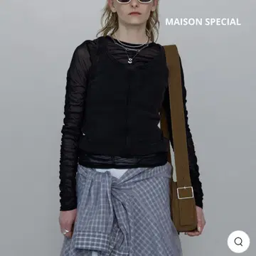 현행 모델 새상품급 MAISON SPECIAL 시스루 셔링 상의