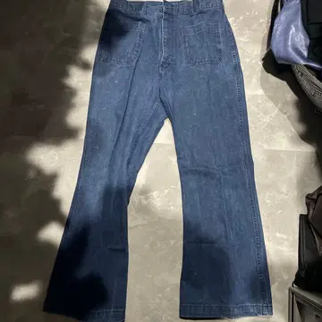 미군 와이드 플레어 데님 35r 다크 블루