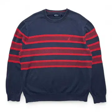 구제 의류 노티카 코튼 니트 크루넥 보더 무늬 스웨터 남성용 XL