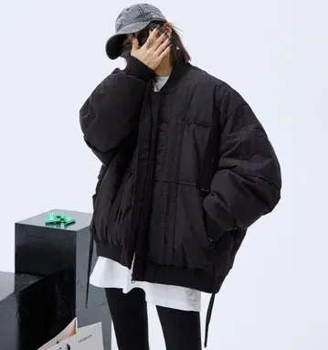 [ 미사용 ] 오버 사이즈 노카라 블루종 블랙 L 사이즈 상당