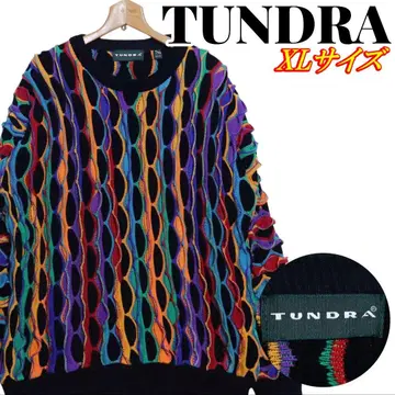 TUNDRA 툰드라 멀티 컬러 아트 웨이브 라인 3D 니트 XL