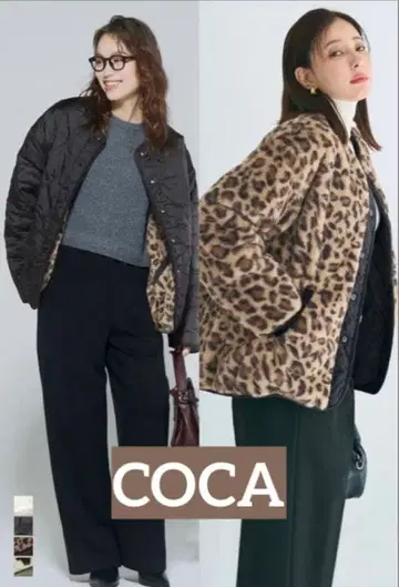 [ 시착만 한 상품 ] coca 리버서블 블루종 블랙/레오파드 M