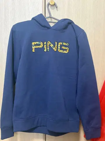 PING 플라워 무늬 로고 후드 부착 트레이닝복