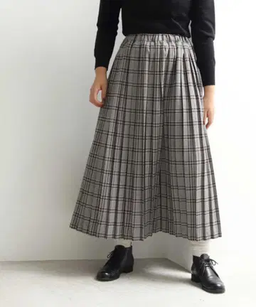 bulle de savon T/R 체크 플리츠 스커트