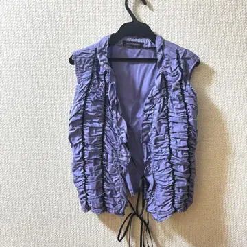 [ Y2K ] ALGONQUINS 프릴 디자인 셔링 베스트 퍼플