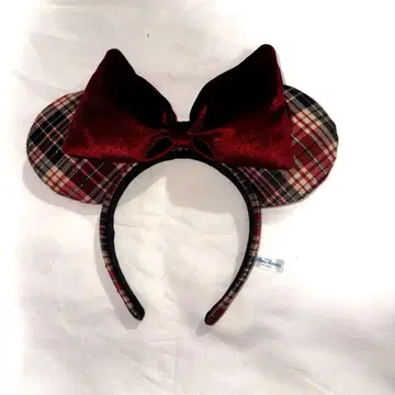 디즈니 머리띠 빨간색 체크