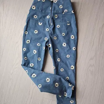 꽃무늬 데님 팬츠 하이웨스트