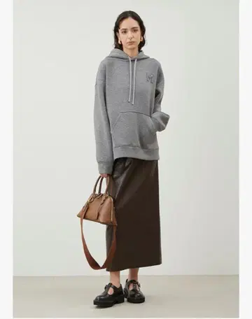 미라 오웬 인조 가죽 패브릭 타이트 스커트