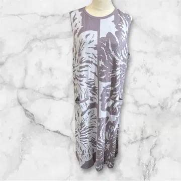 마라윈 퍼플 꽃무늬 슬리브리스 롱 원피스 4L 사이즈