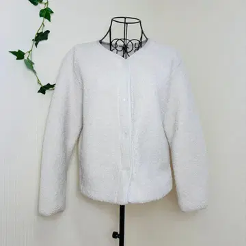 UNIQLO 보아 플리스 크루넥 가디건 화이트 S