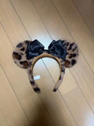 레오파드 무늬 머리띠 (리본 포함)