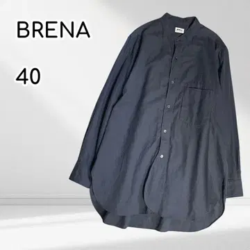 Brena 밴드 카라 코튼 셔츠 긴팔 튜닉 기장