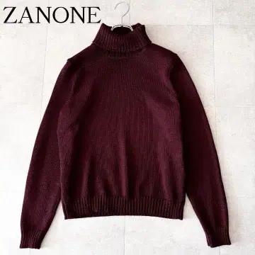극미품 ZANONE 자노네 5G 터틀넥 니트 48 보르도