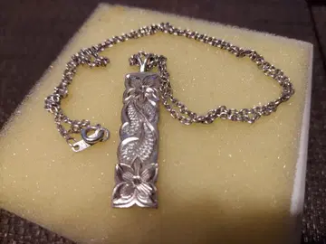 실버 925 하와이안 주얼리 꽃 물고기 조각 목걸이