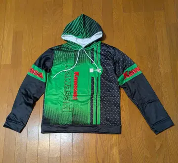 Kawasaki 후드 부착 후드티 그린/블랙