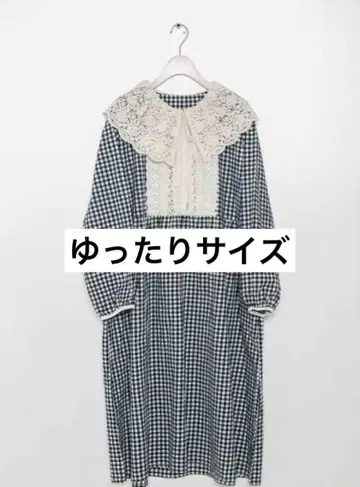 넉넉한 레이스 체크 원피스 핑크하우스 면 100% 성숙/러블리