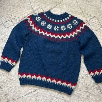 노르딕 무늬 스웨터 파랑 크리스마스