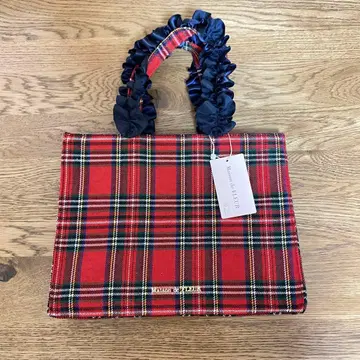 Maison de FLEUR 체크 프릴 핸들 스퀘어 토트백