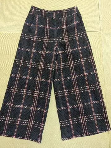 IENA 이에나 체크 무늬 와이드 팬츠 네이비