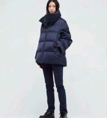 새상품급 유니클로+J 다운 볼륨 자켓 질 샌더 콜라보 S 블랙