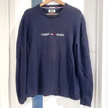 TOMMY JEANS 네이비 코튼 니트 스웨터 M