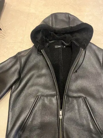 vaporize 후드 부착 가죽 자켓