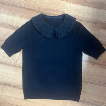 cccmalie 캐시미어100% 퍼 옷깃 반팔 니트